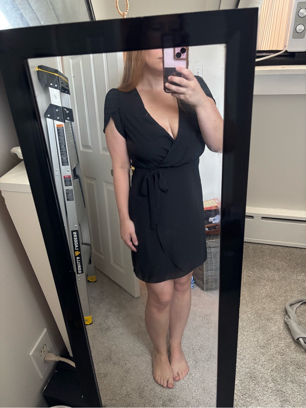 Express Black Wrap Mini Dress with Tie Waist